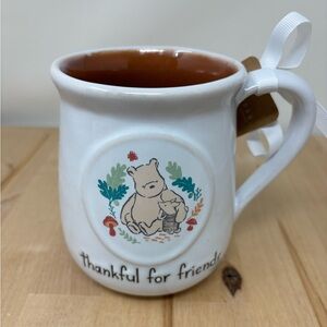 Rae Dunn Disney THANKFUL FOR FRIENDS Mug White Winnie the Pooh and Piglet New